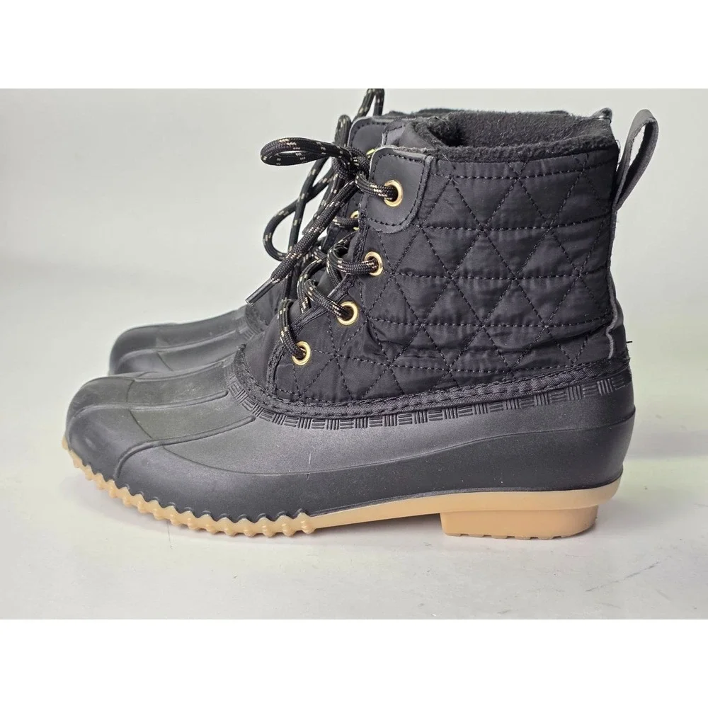 Magellan Outdoors Women's Duck Boots Size 8 B‎ Black Rubber Lace Up Shoes
